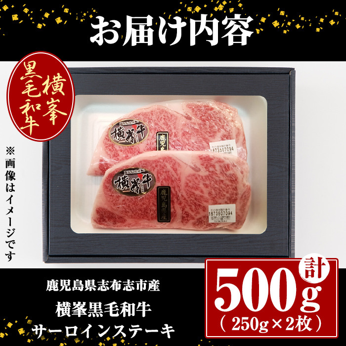 鹿児島県志布志市産横峯黒毛和牛のサーロインステーキ計500g(250g×2枚) 鹿児島県産 国産 牛肉 牛 焼き肉 希少牛 サーロイン ステーキ バーベキュー BBQ d0-030