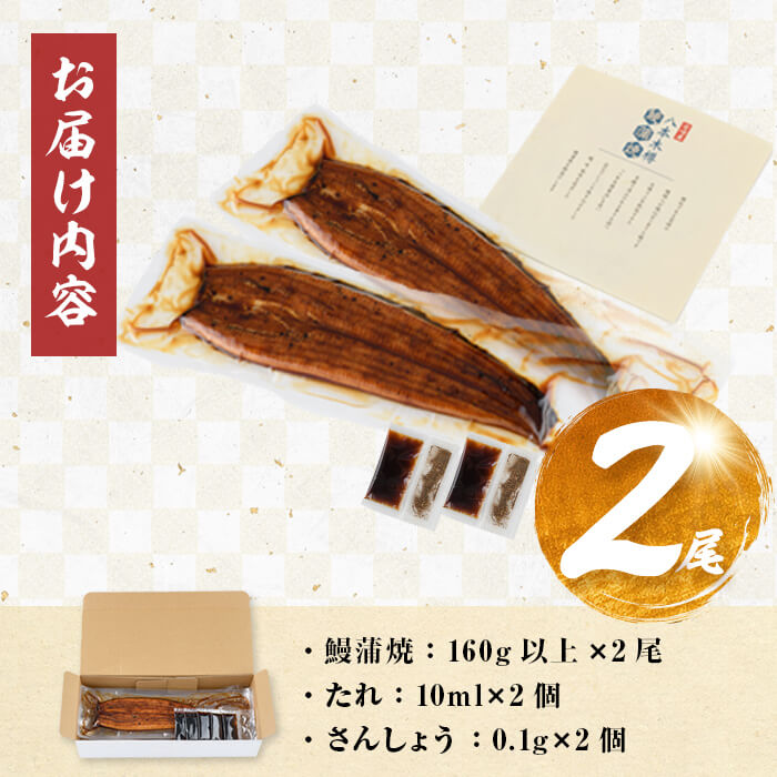 【数量限定】国産 八本木樽鰻の蒲焼 160g以上×2尾＜計320g以上＞ a2-115