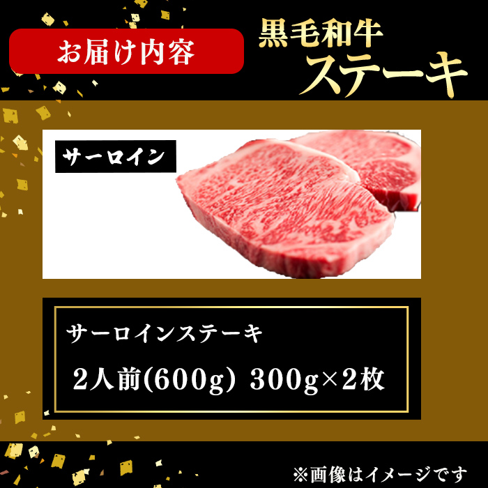 鹿児島県産黒毛和牛厚切りサーロインステーキ(2人前600g/300g×2枚) e0-058