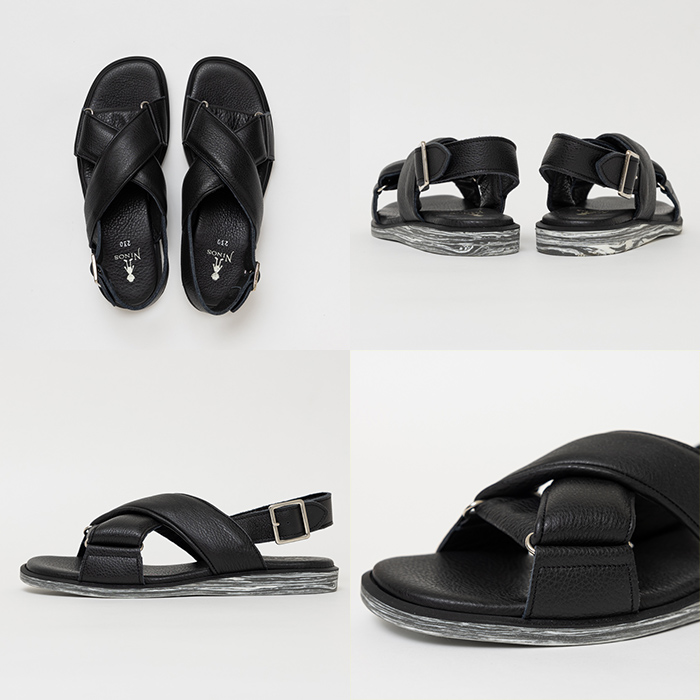 【黒毛和牛革のレザーサンダル】 CROSS STRAP SANDALS 【選べるカラー・サイズ】 全3カラー 全8サイズ レザー 牛革 靴 シューズ スニーカー プレゼント オシャレ j0-006