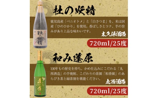 志布志の焼酎蔵めぐりセット(720ml×6本・粉末緑茶2g×10本) c6-074