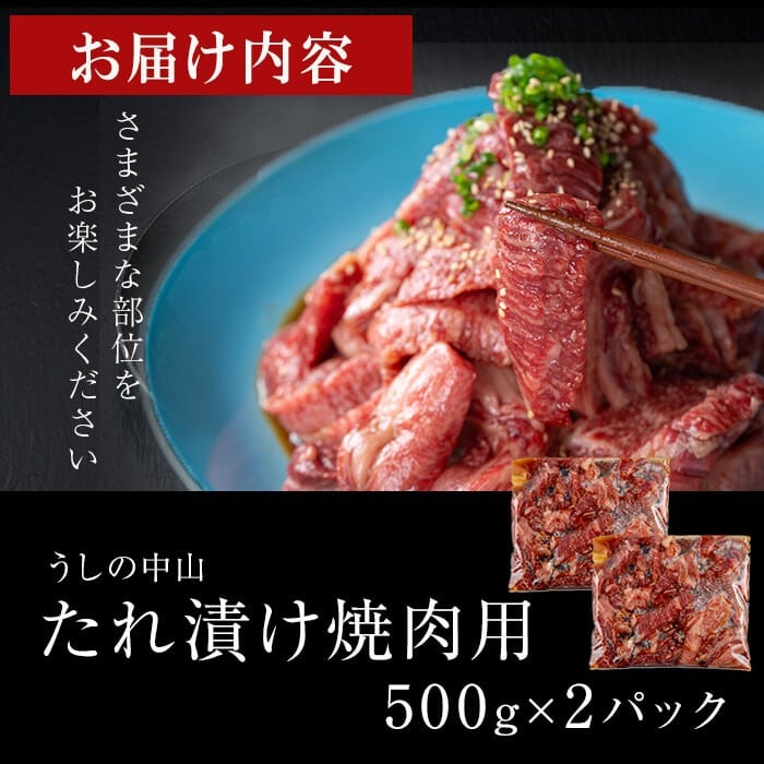 【訳あり・数量限定】鹿児島県産 うしの中山黒毛和牛タレ漬け焼肉1kg c0-123