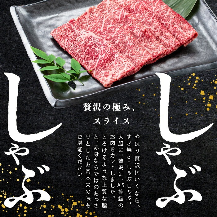 【小分け】＜A5等級＞鹿児島県産 黒毛和牛 牛肉 赤身 焼肉＆しゃぶしゃぶ セット (焼肉200g×1P/スライス200g×2P)＜計600g＞ a4-107
