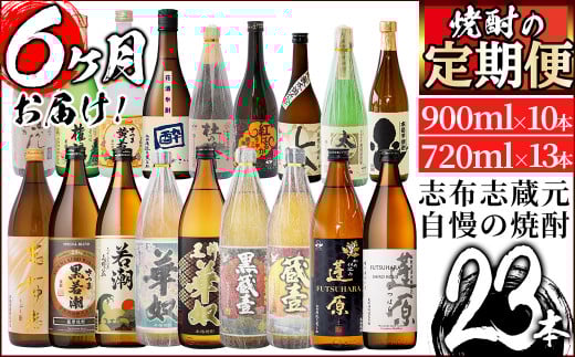＜焼酎定期便・全6回＞志布志蔵元の焼酎23本セット t014-004