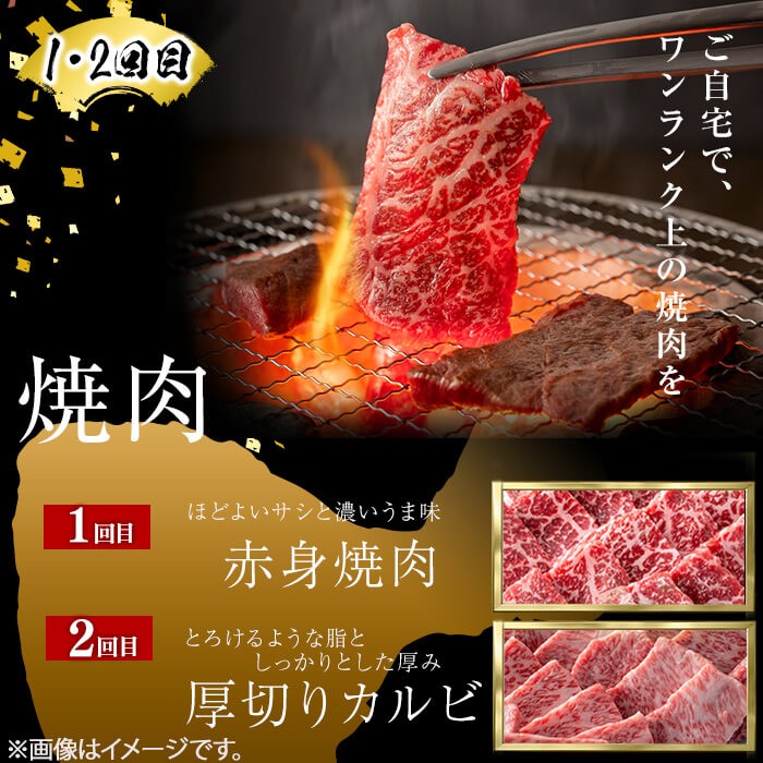 【定期便全3回】＜A4・A5等級＞黒毛和牛堪能〈お試し〉定期便（5〜6人分）総重量1.8kg 鹿児島県産 黒毛和牛 和牛 肉 牛肉 国産 九州産 鹿児島県産 焼肉 焼き肉 BBQ ランキング 人気 A4 A5 赤身 切り落とし カルビ お楽しみ 食べ比べ 5人前 6人前 t0058-003