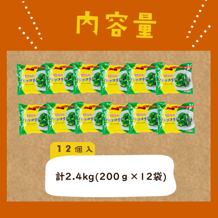【志布志市制20周年記念】鹿児島県産 冷凍ブロッコリー＜計2.4kg＞(200g×12袋) a5-354