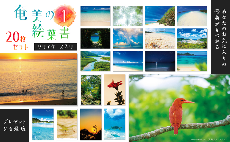 奄美の絵葉書20枚セット1（クリアケース入り）　A021-040