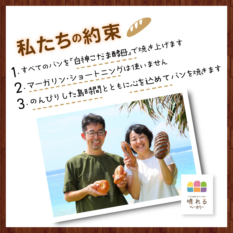 【晴れるベーカリー】おまかせ♪パンセット定期便 〜3ヶ月コース〜 無添加 白神こだま酵母 島ざらめ お任せ 国産小麦 マーガリン不使用 ショートニング 不使用-1001