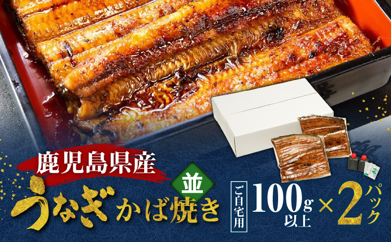 鹿児島県産！老舗うなぎ屋のうなぎのかば焼き2尾（並・100g以上×2パック）【ご自宅用】　A040-009-06