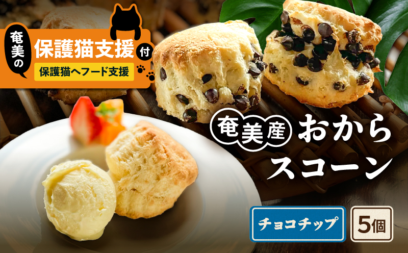 【奄美の保護猫支援（保護猫フード10日分）】＋おからスコーン（チョコチップ）5個入り　A071-004-02
