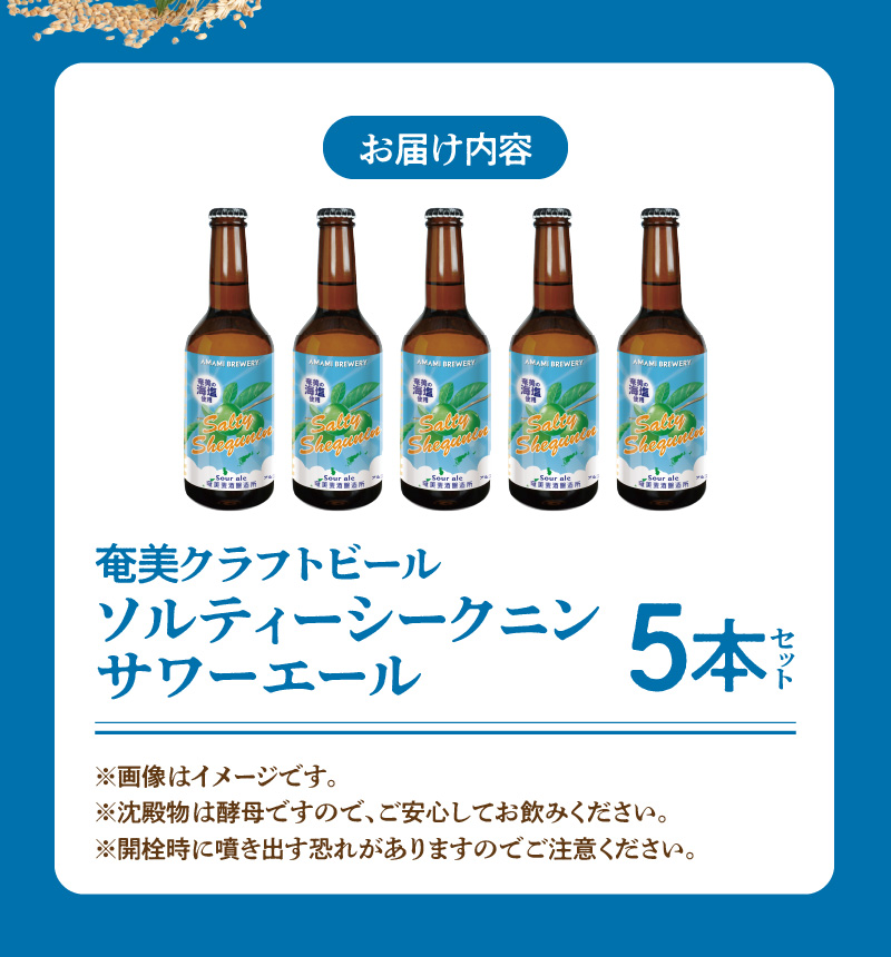 奄美クラフトビール＜ソルティーシークニンサワーエール＞5本セット - クラフトビール 塩 ソルティ シークニン 330ml 5本 家飲み 地ビール 瓶ビール 鹿児島 奄美大島-1001