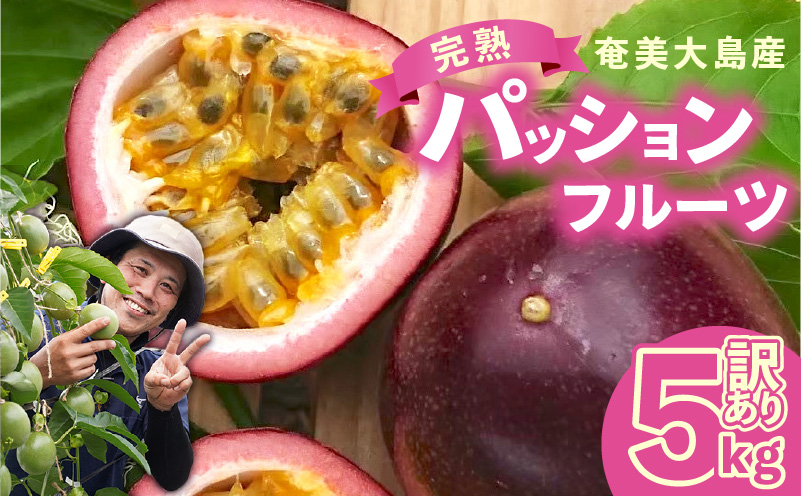 【2026年先行予約分】訳あり！完熟！南の島奄美のパッションフルーツ家庭用 5kg （傷物、色むらあり、サイズ混合）　A151-002-03