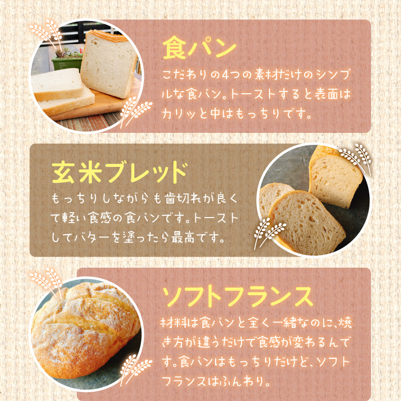 【晴れるベーカリー】朝食パンの定期便〜３ヶ月コース〜 国産小麦 マーガリン不使用 ショートニング 不使用 朝食 おやつ もっちり-1001