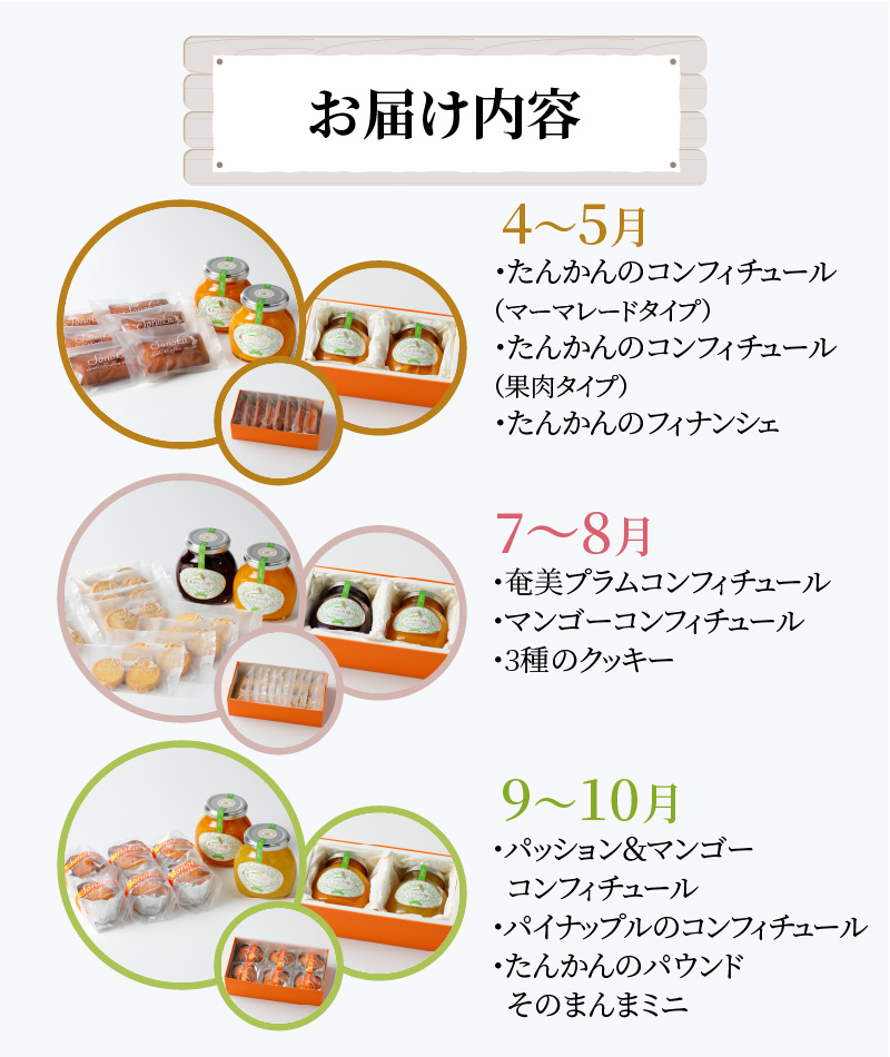 奄美の季節のコンフィチュール2種＆焼き菓子のセット【年3回お届け定期便】-1001