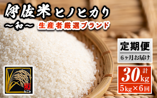 F4-01 【定期便】鹿児島県産！伊佐米ヒノヒカリ和〜なごみ〜(計30kg・5kg×6ヶ月) 生産者を厳選したブランド米【神薗商店】