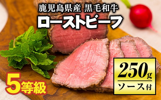 A0-08 ＜5等級＞鹿児島県産黒毛和牛ローストビーフ(250g・専用ソース付き) 【お肉の直売所 伊佐店】