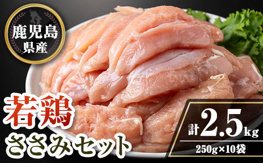 isa714 鹿児島県産若鶏ささみセット(計2.5kg・250g×10P) 鹿児島県産 国産 鶏肉 鳥肉 とり肉 ささみ ヘルシー ダイエット たんぱく質 タンパク質 小分け 真空 【TRINITY】