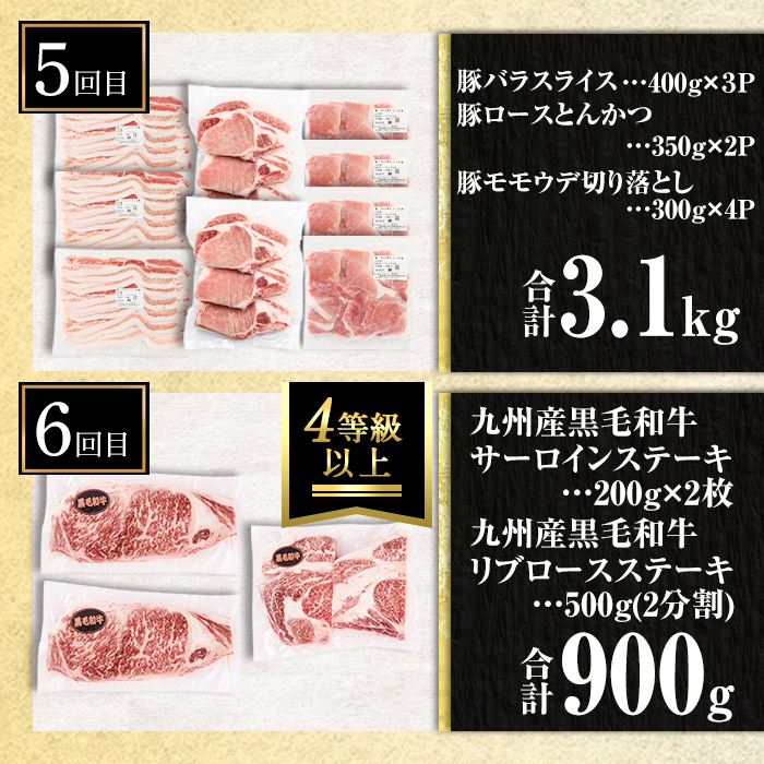 isa693 【定期便9回】13KING定期便(合計13kg)  肉 牛肉 豚肉 切り落とし スライス ステーキ リブロース サーロイン ヒレ ロース すき焼き とんかつ 生姜焼き 冷凍 【サンキョーミート株式会社】
