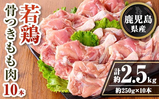 isa711 鹿児島県産 若鶏骨付きもも10本セット (計約2.5kg・約250g×10本) 鹿児島県産 鶏肉 鳥肉 もも肉 モモ肉  下処理 煮込み ロースト から揚げ 真空 真空パック アウトドア BBQ 冷凍 【TRINITY】