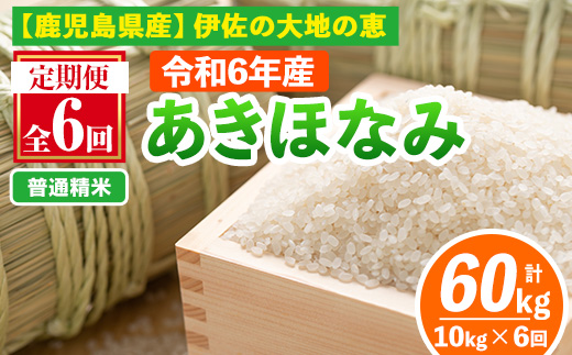 isa519-A 【定期便6回】 ＜普通精米＞令和6年産 鹿児島県伊佐産あきほなみ (合計60kg・計10kg×6ヵ月)【Farm-K】