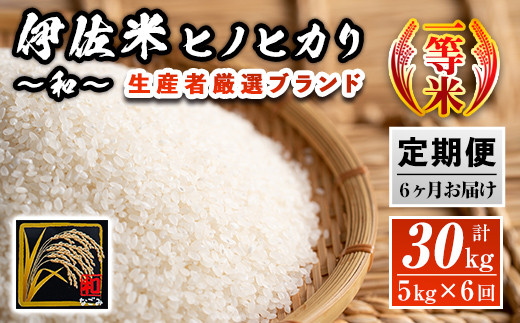 F4-01 【定期便】鹿児島県産！伊佐米ヒノヒカリ和〜なごみ〜(計30kg・5kg×6ヶ月) 生産者を厳選したブランド米【神薗商店】