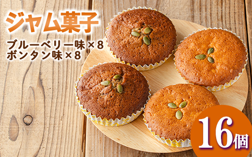 isa412 ＜数量限定＞ジャム菓子2種(ブルーベリー味8個、ボンタン味8個・計16個)【薩摩美食倶楽部】
