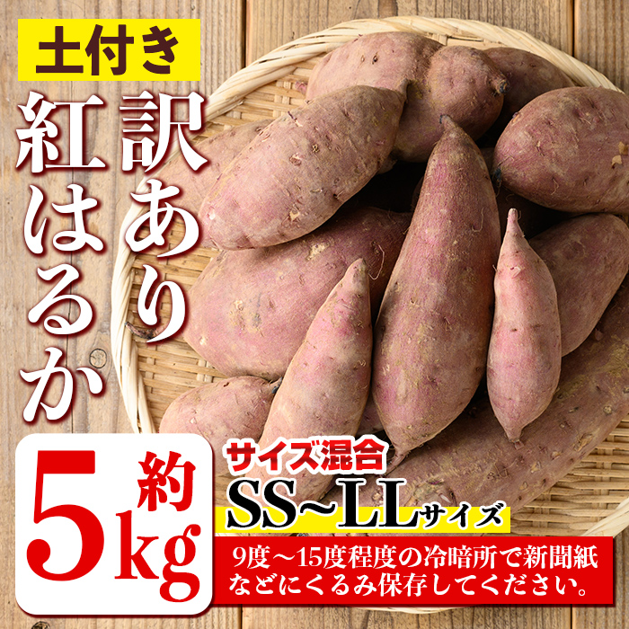 isa521 《訳あり》熟成紅はるか(約5kg・SS〜LLサイズ混合) 【いさ工房】