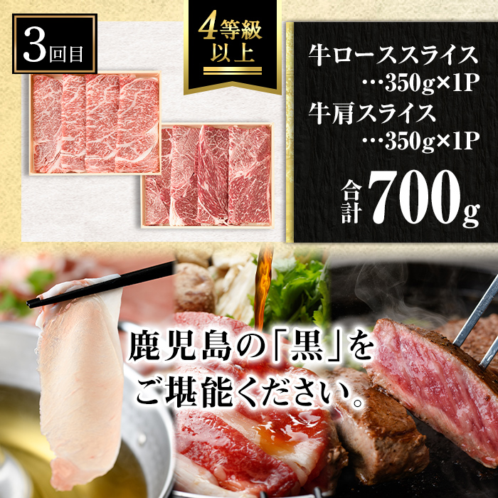 isa512 【定期便３回】鹿児島の黒!! 黒牛・黒豚 定期便(合計2.26kg) 【サンキョーミート株式会社】