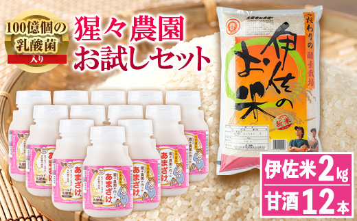 A0-31 猩々農園が作ったあまざけ(1.92kg・160g×12本)と伊佐のお米(2kg)セット！自社農園で麹から丁寧に手作りした甘酒と伊佐米ヒノヒカリ！ノンアルコール！【猩々農園】