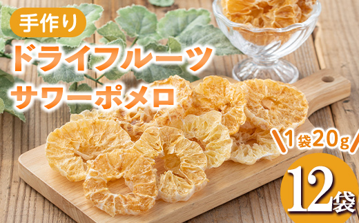 isa598 ドライフルーツサワーポメロ「そのまんまドライしました。」(計12袋・各20g) ドライフルーツ サワーポメロ 砂糖不使用 小分け 手づくり ギフト 加工食品 果物 フルーツ ハンドメイド【薩摩美食倶楽部】