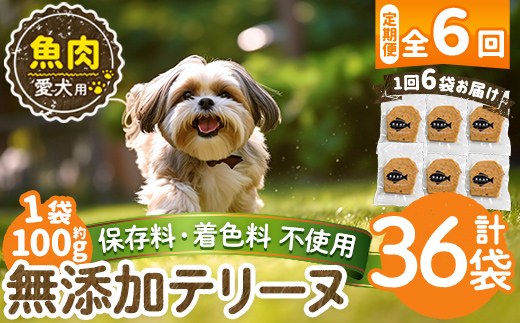 a1058-E 【6回定期便】＜保存料・着色料 不使用＞愛犬用無添加魚テリーヌ6袋×6回(1袋約100g・合計約3.6kg)【Nフードサービス】姶良市 魚 テリーヌ 犬 ドッグ ペット フード エサ おやつ ごはん ご飯 間食 ご褒美 ペット関係