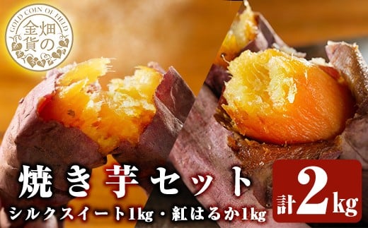 a0001-BS2 冷凍焼き芋！畑の金貨・やきいもセット(紅はるか1kg・シルクスイート1kg)計2kg【甘いも販売所】