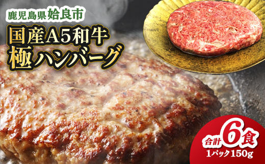 ハンバーグ A5ランク 和牛 計900g (150g×6袋) 冷凍 個包装 牛肉 惣菜 おかず ストック （a940）