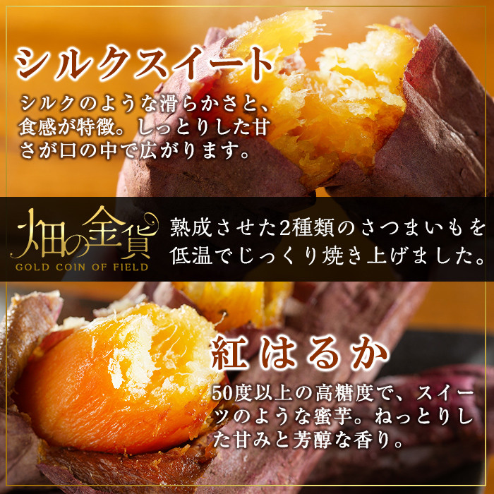 a0001-BS2 冷凍焼き芋！畑の金貨・やきいもセット(紅はるか1kg・シルクスイート1kg)計2kg【甘いも販売所】