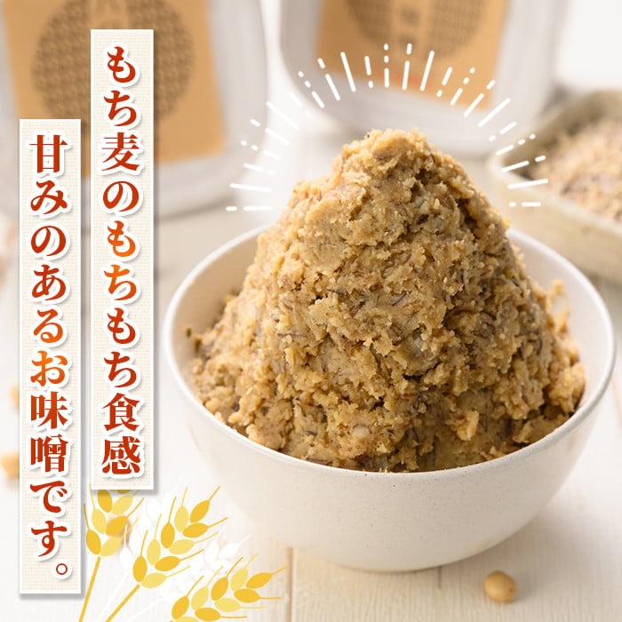 s568 もち麦パワー味噌(計2kg・500g×4個)鹿児島 国産 九州産 味噌 みそ 麦みそ 麦味噌 発酵食品 味噌汁 もち麦【さつまの味】