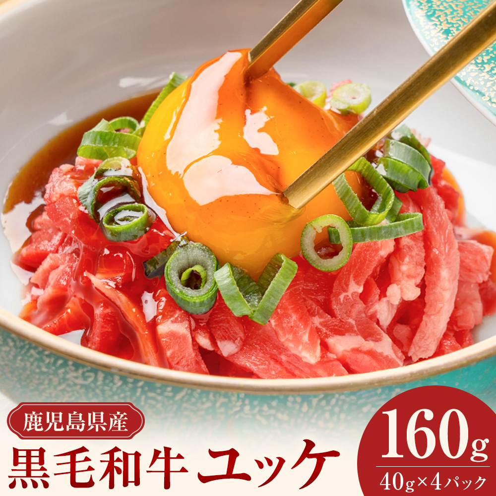 鹿児島県産黒毛和牛ユッケ 160g 40g×4パック 株式会社カミチク《90日以内に出荷予定(土日祝除く)》鹿児島県 さつま町 鹿児島県産 黒毛和牛 ユッケ 生食用 小分け タレ付き