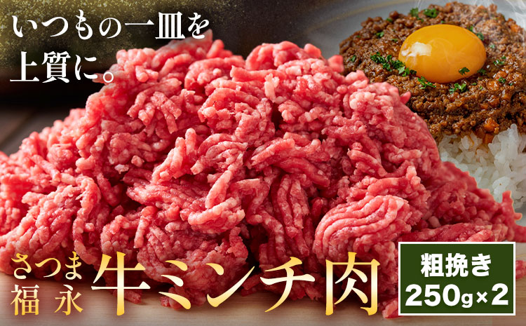 さつま福永牛 ミンチ肉 粗挽き 250g×2パック 福永畜産《30日以内に出荷予定(土日祝除く)》 鹿児島県 さつま町 和牛 福永牛 ミンチ 粗挽き 肉 国産