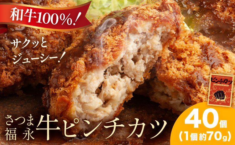 和牛100％！サクッとジューシー さつま福永牛ピンチカツ 40個 福永畜産《30日以内に出荷予定(土日祝除く)》鹿児島県 さつま町 メンチカツ 和牛 さつま福永牛 100％