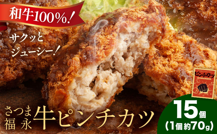 和牛100％！サクッとジューシー さつま福永牛ピンチカツ 15個 福永畜産《30日以内に出荷予定(土日祝除く)》鹿児島県 さつま町 メンチカツ 和牛 さつま福永牛 100％