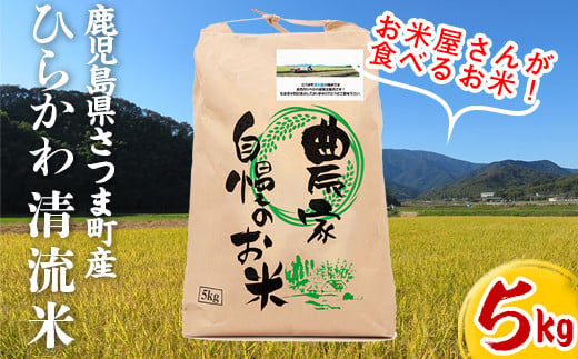 s288 鹿児島県さつま町平川産限定！ひらかわ清流米(5kg)農家さんのおすそわけ♪白米！ 鹿児島 国産 九州産 白米 精米 お米 こめ コメ ごはん ご飯【ひらかわ屋】