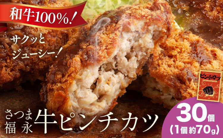 和牛100％！サクッとジューシー さつま福永牛ピンチカツ 30個 福永畜産《30日以内に出荷予定(土日祝除く)》鹿児島県 さつま町 メンチカツ 和牛 さつま福永牛 100％