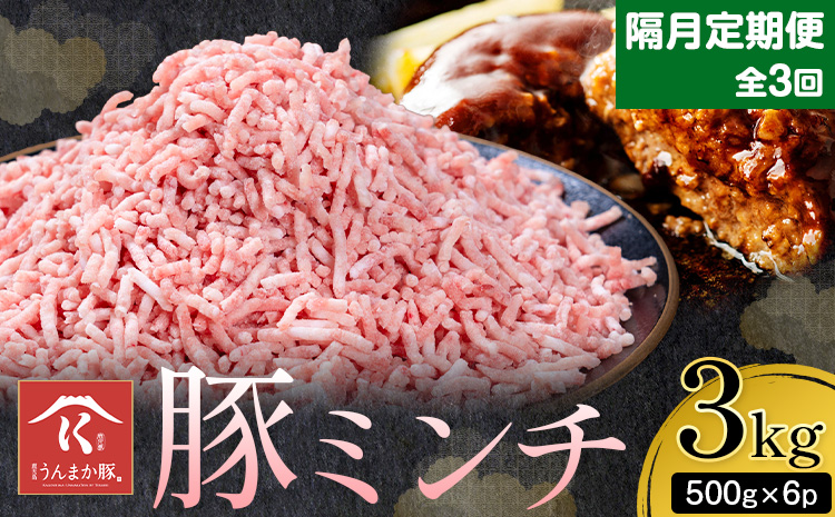 【隔月定期便3回】鹿児島 うんまか 豚ミンチ 計3kg 500g×6P 株式会社寺師《お申し込みの翌月から出荷》鹿児島県 さつま町 豚肉 ミンチ 肉
