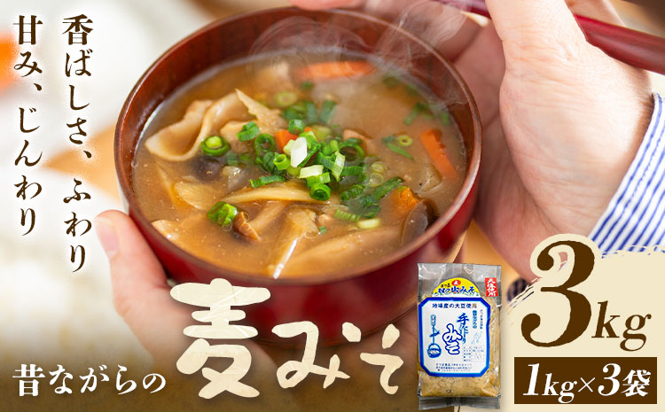 麦味噌 味噌 みそ 計3kg(1kg×3袋) さつま食品《30日以内に出荷予定(土日祝除く)》味噌汁 麦みそ 調味料 和食 豚汁 鹿児島県 さつま町