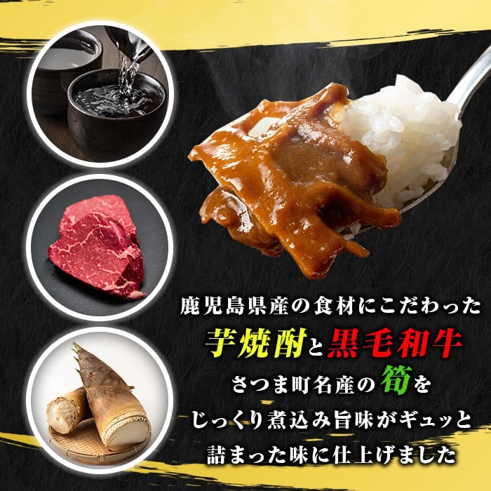 s505 本格焼酎入カレー力三(200g×3P 計600g) 鹿児島 ご当地カレー レトルトカレー 黒毛和牛 タケノコ 芋焼酎   常温保存 常温【堀之内酒店】