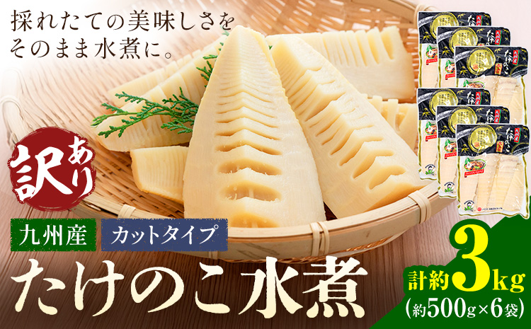 訳あり たけのこ 水煮 カットタイプ 九州産 6袋 (1袋500g) 北薩農産加工場《30日以内に出荷予定(土日祝除く)》鹿児島県 さつま町 送料無料 惣菜 タケノコ 筍 竹の子 パック 水煮 お取り寄せグルメ