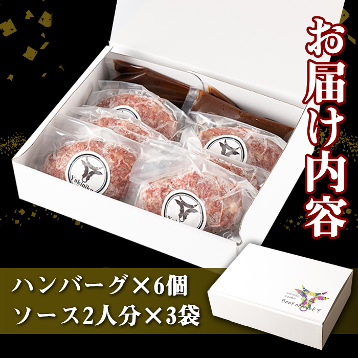 s394 A4・A5等級鹿児島県産黒毛和牛100％使用！プレミアムハンバーグ(計6個・特製デミソース付) 鹿児島 国産 九州産 黒毛和牛 牛肉 ひき肉 ハンバーグ 惣菜 おかず ギフト 冷凍ハンバーグ【焼肉一福】