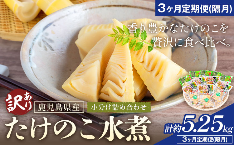 訳あり たけのこ 水煮 小分け 詰め合わせ 九州産 計約5.25kg 3ヶ月定期便（隔月） 北薩農産加工場《お申し込みの翌月から出荷》鹿児島県 さつま町 送料無料 惣菜 タケノコ 筍 竹の子 パック 水煮 お取り寄せグルメ