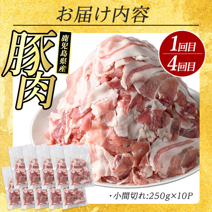 ＜定期便・毎月発送全4回＞鹿児島県産 豚小間 モモ肉 ムネ肉 ふるさと納税 豚肉 鶏肉 若鶏 ふるさと 人気 ランキング【まつぼっくり】matu-1512