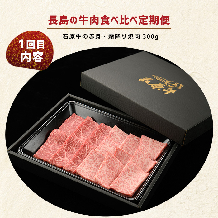 ＜定期便・毎月発送全3回＞ 長島の定期便【牛肉食べ比べ編】 nagashima-1522