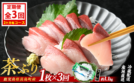 茶ぶりフィレ定期便 2ヶ月毎 (全3回)  国産 鹿児島県産 ブリ 茶ぶり 鰤 海鮮 海産物 フィレ 魚介 魚 刺身 海鮮丼 産地直送 定期【ウスイ】usui-1602B